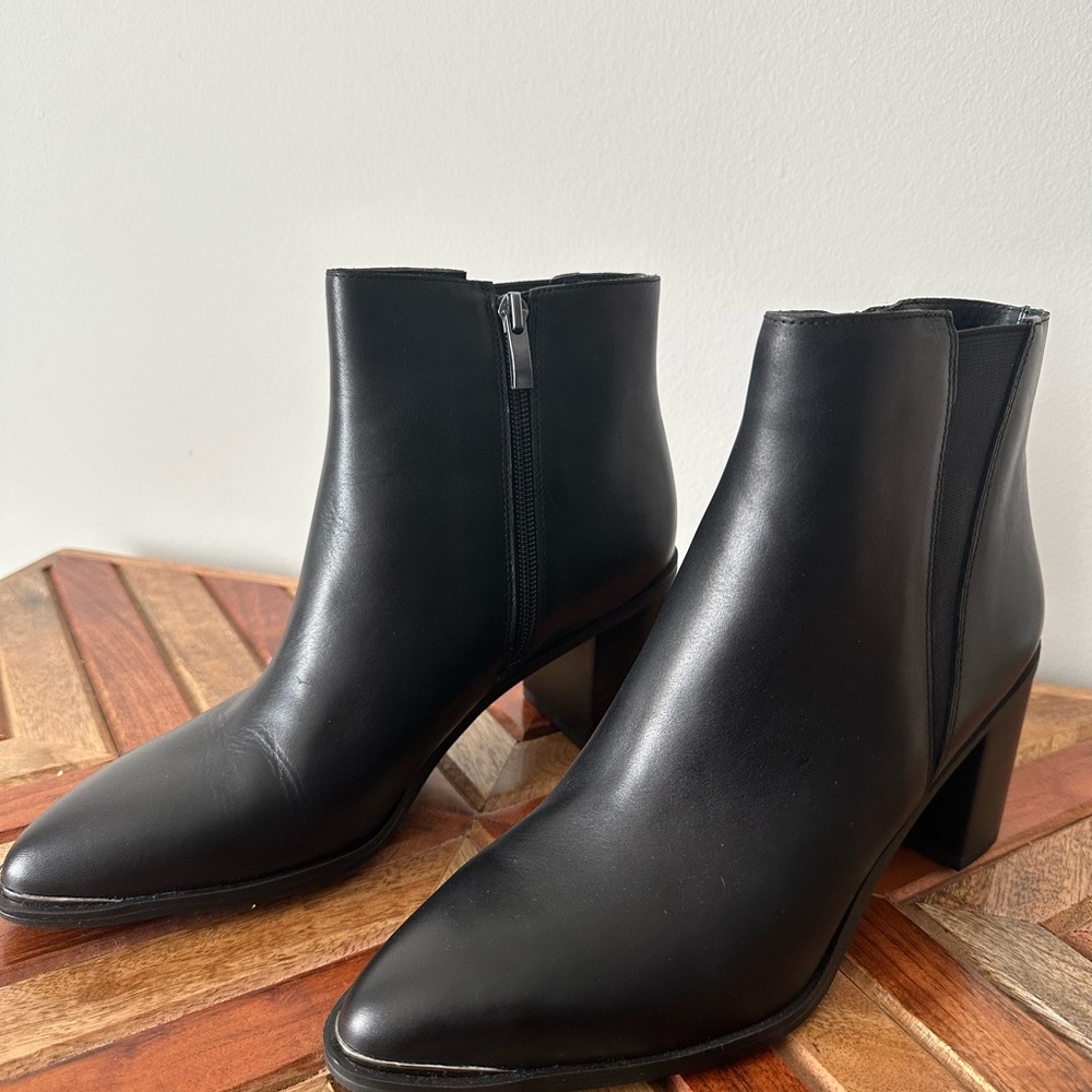 Black leather booties